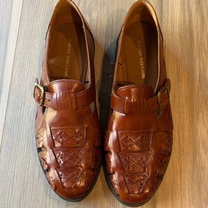 David Taylor Men's Sergio Jr. Brown Leather Woven Loafers Size 10D